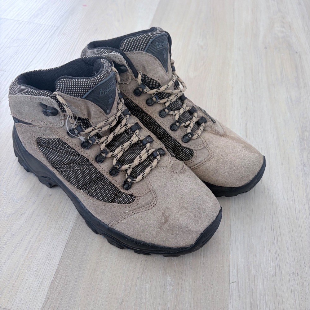 Bearpaw Womens Hiking Boots Tan Brown Leather Mesh RJ-B3-0028 Size 9.5